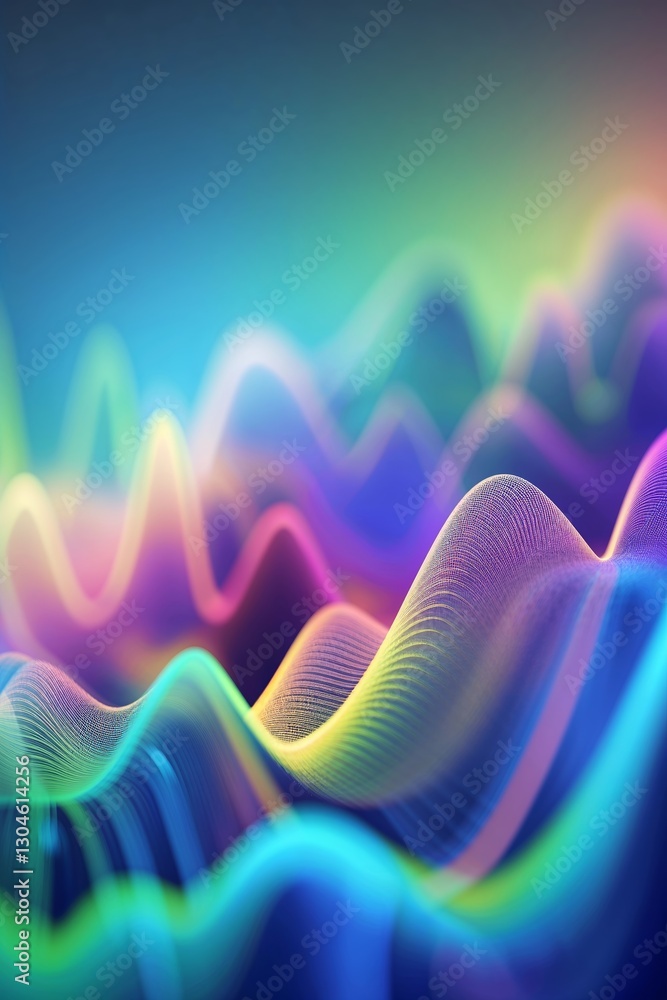 Poster wave patterns display vibrant colors and smooth gradients in an abstract digital artwork created for