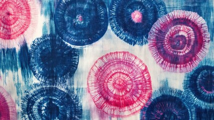 Abstract Tie Dye Fabric Circular Patterns Design