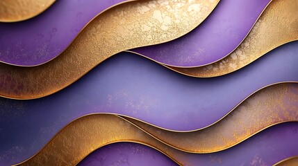 Golden purple waves abstract background