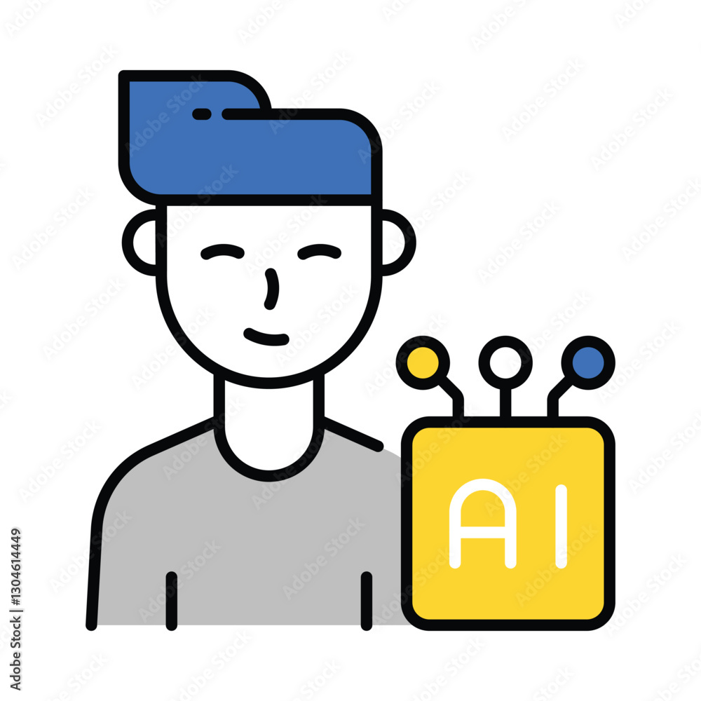 Poster ai user vector filled outline icon. eps 10 file