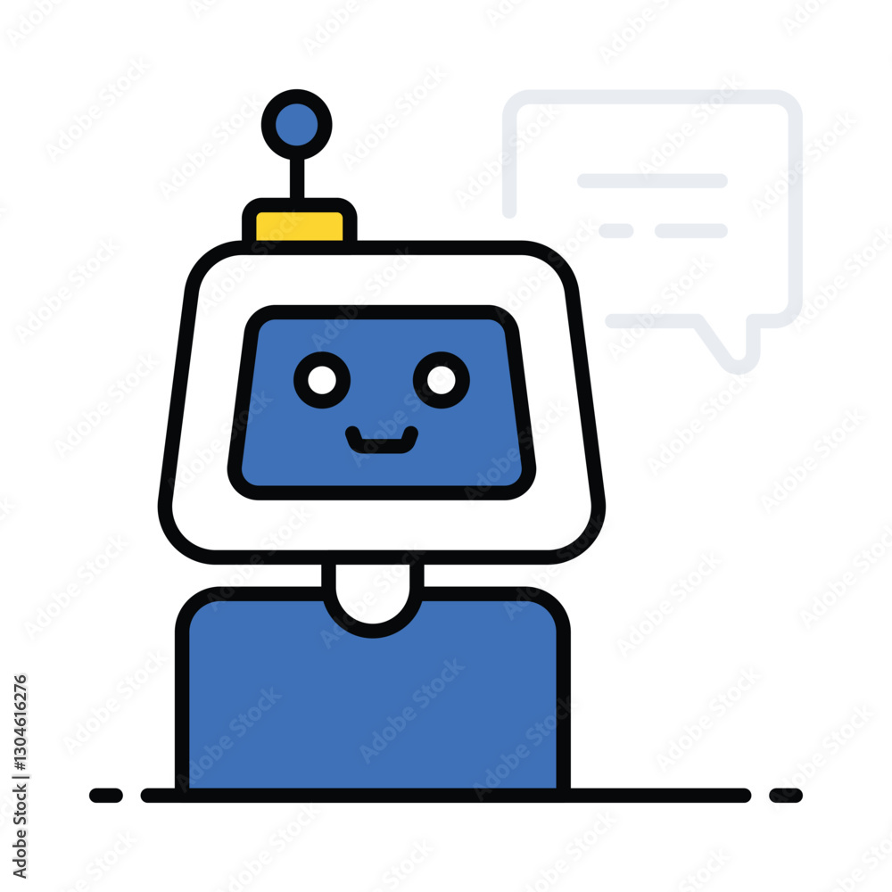 Poster robot chatting vector filled outline icon. eps 10 file