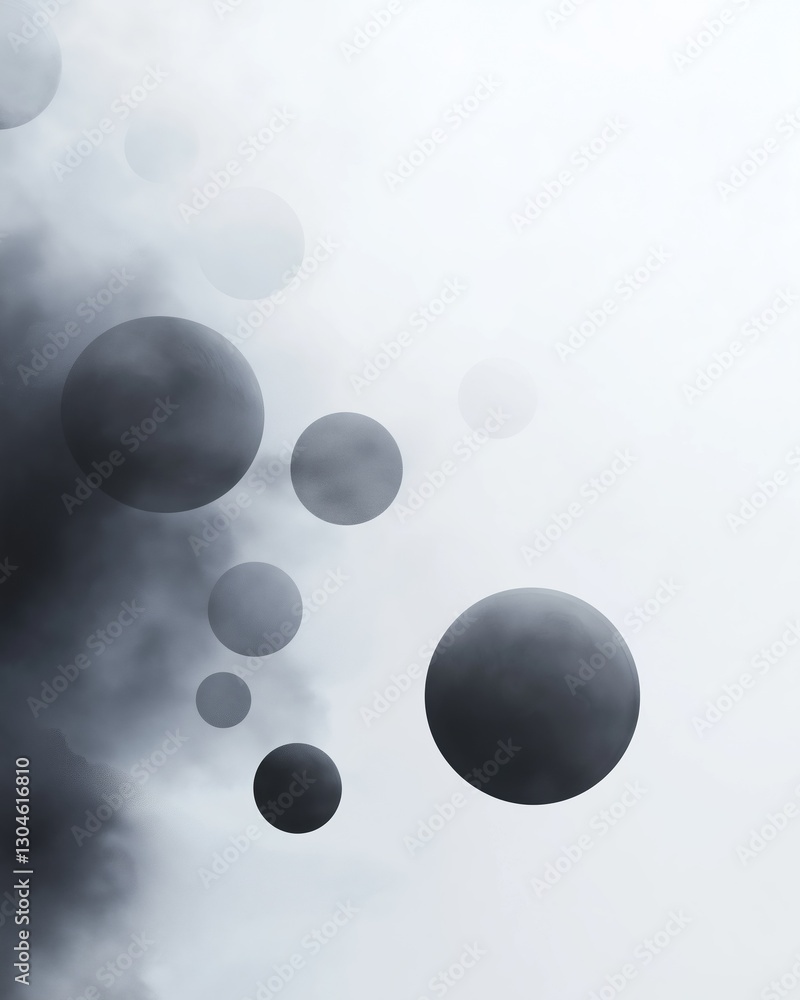 Aufkleber abstract digital art piece with a white background. it features multiple black circles of varying si
