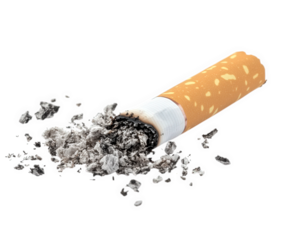 crushed cigarette butt with scattered ashes, symbolizing waste and pollution. remnants highlight environmental impact of smoking