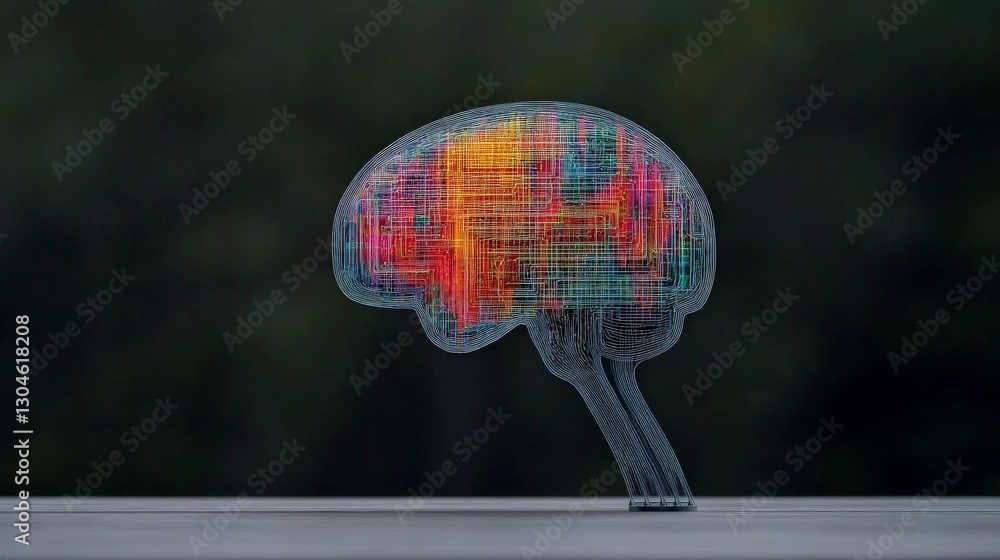 Poster colorful neural network representation over abstract background