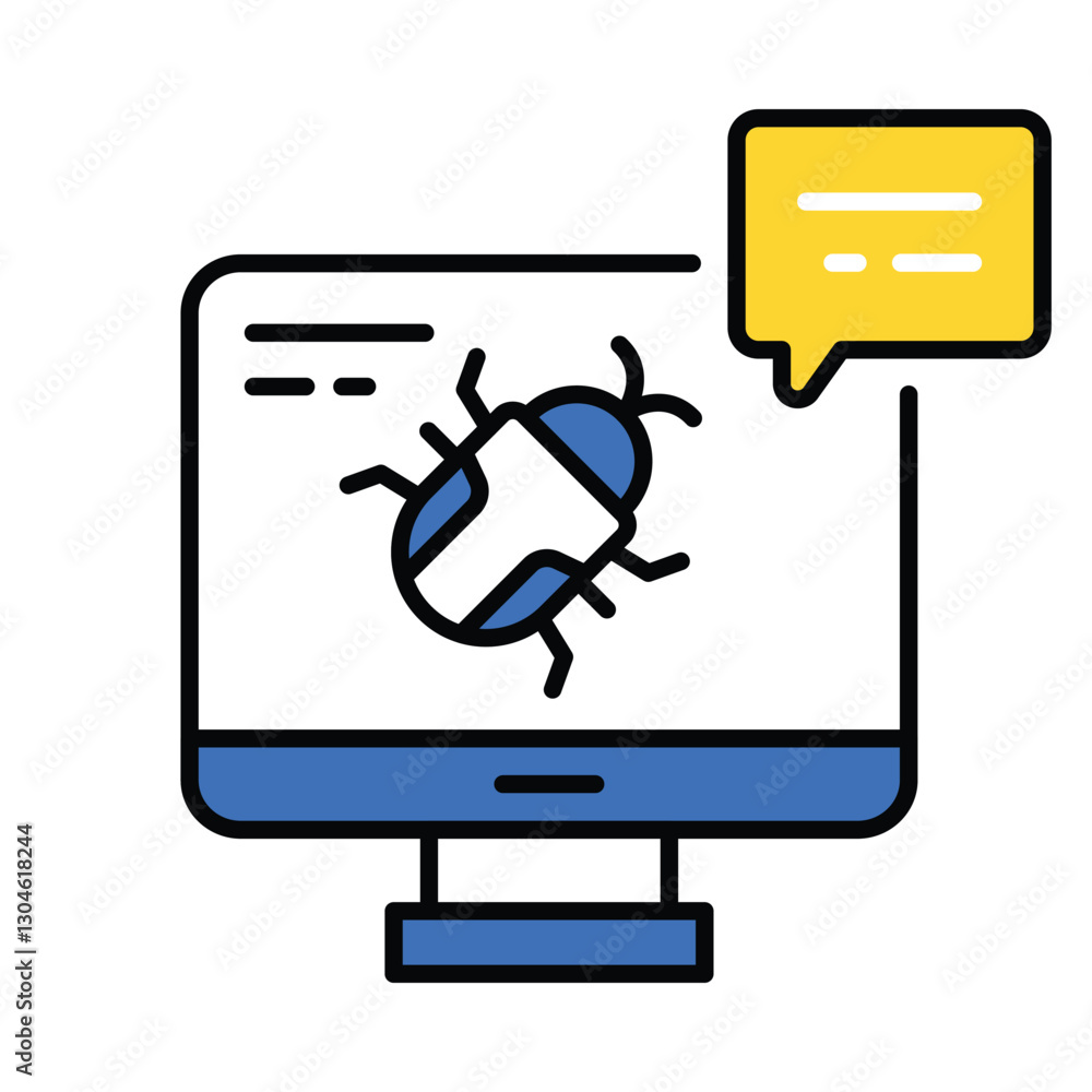 Poster robotic bug vector filled outline icon. eps 10 file