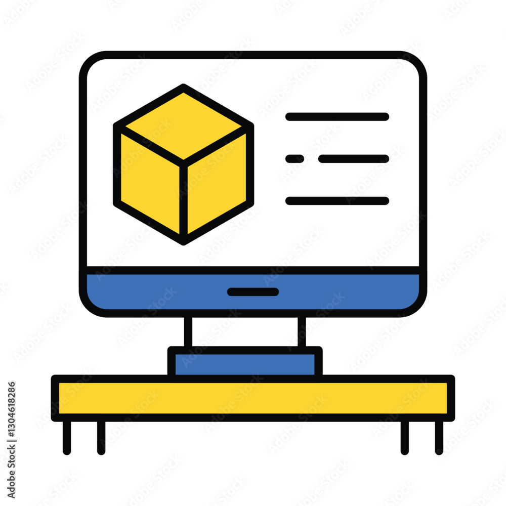 Poster 3d model vector filled outline icon. eps 10 file