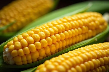 Close-up shot of a juicy, ripe cob of corn on the cob, Healthy, Vegetable