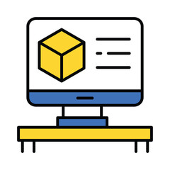 3d Model  vector filled outline icon. EPS 10 file