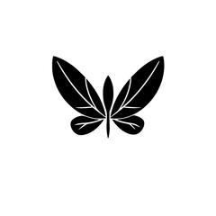 Simplified Illustration of Butterfly, black butterfly with white veins on white.