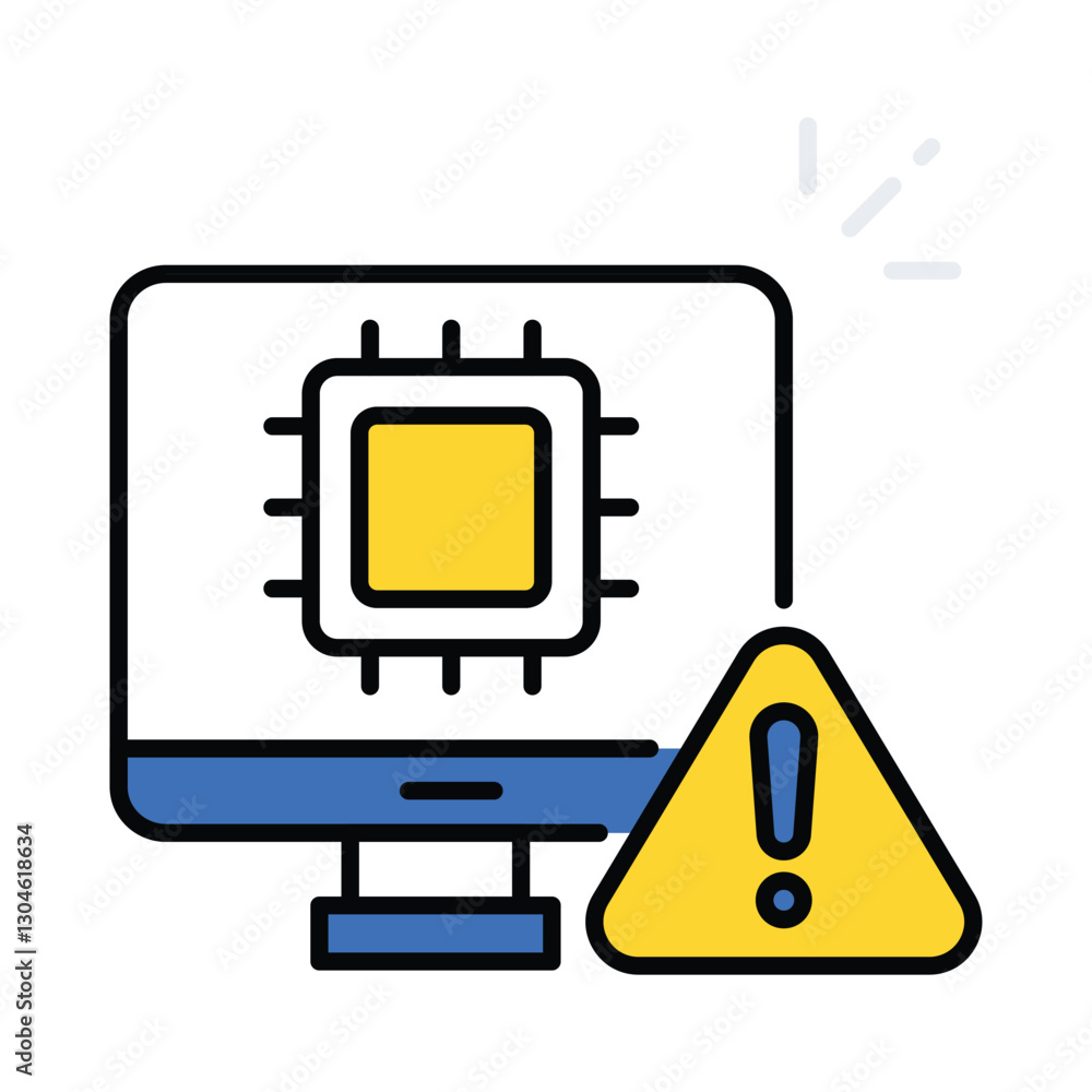 Poster chip error vector filled outline icon. eps 10 file