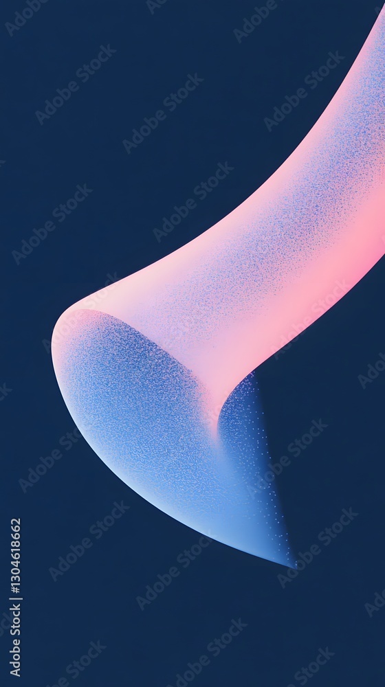 Poster a curving abstract shape displaying gradient pink and blue colors