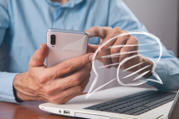 businessman holding digital tablet with network connection