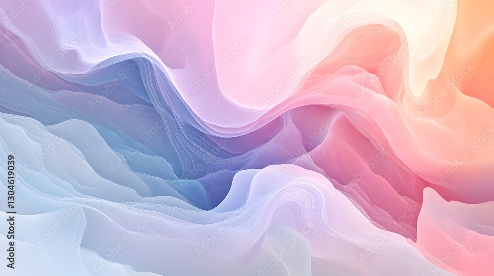 Poster abstract flowing shapes are depicted using multiple soft pastel colors