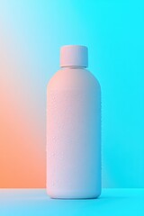 Minimalistic bottle design stands out against vibrant gradient b
