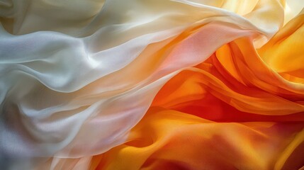 Obraz premium Elegant Draped Fabric in Warm Hues of White and Orange