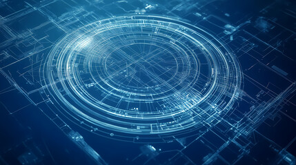 Fototapeta premium Blue Futuristic Circular Structure