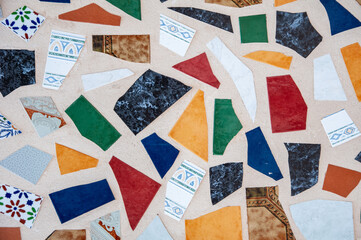 Mosaic wall decorative ornament from ceramic broken tile