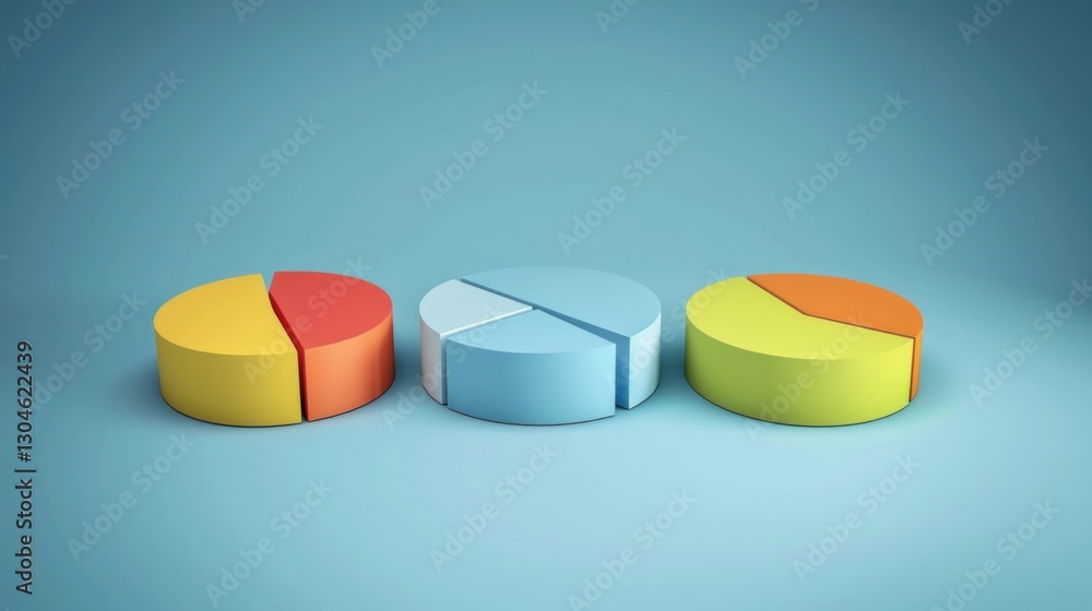 Poster simple vector graphics of pie charts and data visualizations.