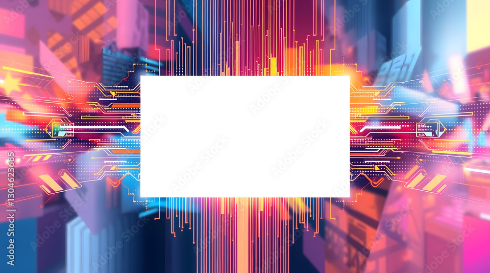 Poster a futuristic abstract background with a blank square in the center 