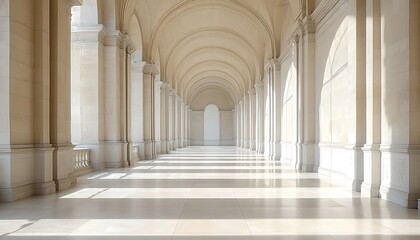 Sunlit Marble Colonnade Hallway