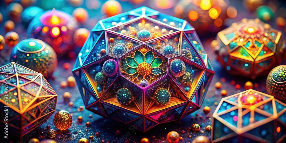 Poster macro abstract background: intricate geometric patterns, generative ai art