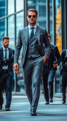 Obraz premium Businessman, Sophisticated Style, Successful Executive, Formal Menswear, Corporate Fashion