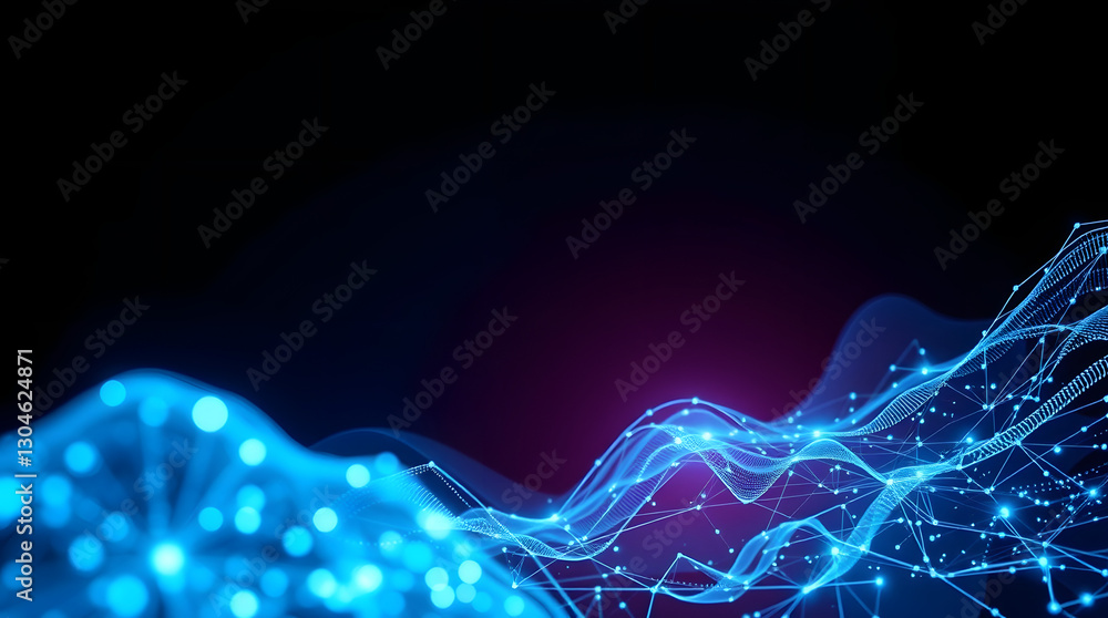 Aufkleber abstract digital data visualization with interconnected glowing lines and dots forming a futuristic, tech-inspired design