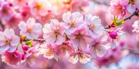Obraz premium Macro Close-up of Delicate Cherry Blossom Petals, Spring Bloom, Pink Flowers