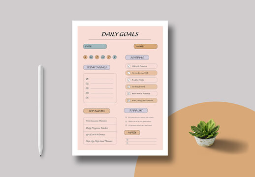 Daily Goals Template Layout