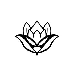 Black and White: Simple stylized lotus flower illustration of a central lotus blossom.
