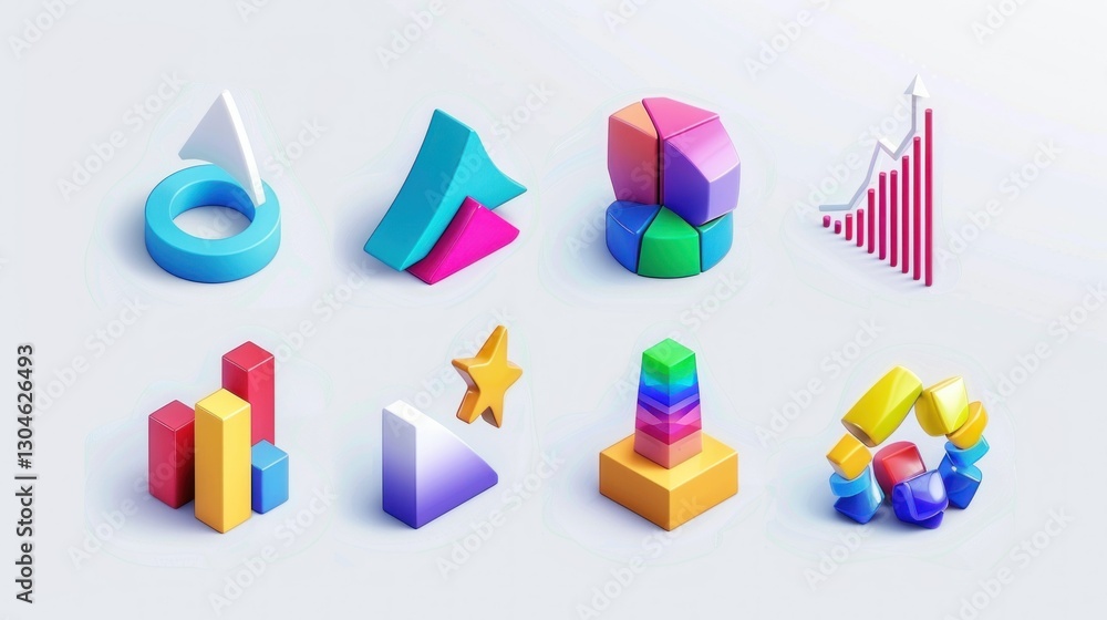 Poster a set of icons representing different types of charts and graphs.