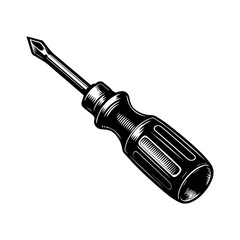 Black and white screwdriver logo. Vector graphics. EPS.