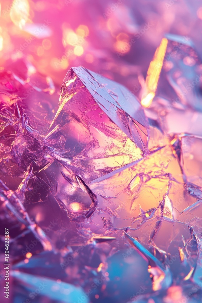 Poster captivating macro shot of a luminous amethyst crystal with intricate fractures and a mesmerizing pur