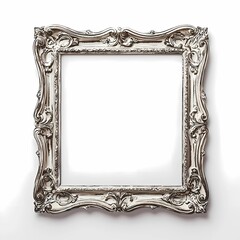 Decorative isolated metallic frame with floral design,  perfect for art and photography. 