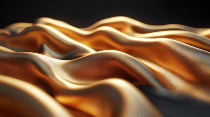 Obraz premium Golden silk fabric draped in studio, dramatic lighting