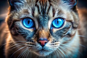 Macro Photography: Striking Blue Eyes & Unique Colored Cat Nose