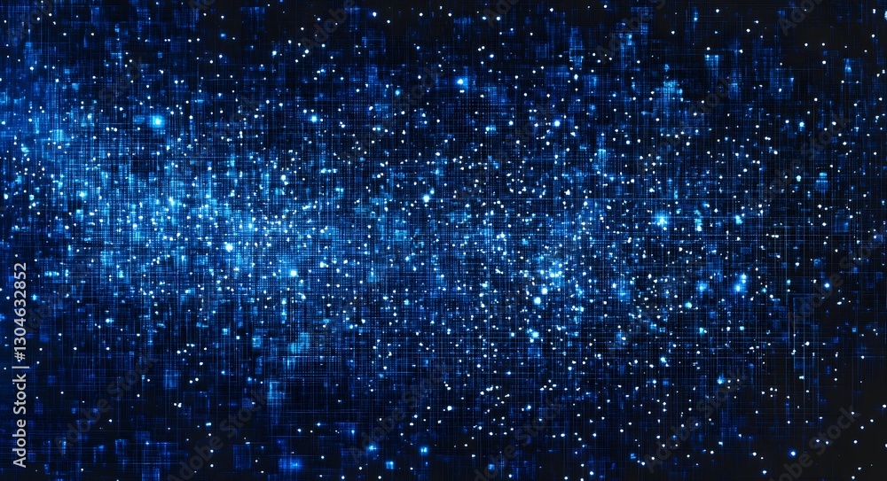 Poster an abstract image of a data matrix in blue, representing information flow and digital technology