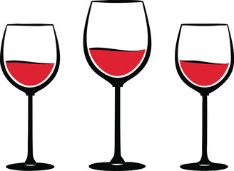 Wine glass set. Vector illustration