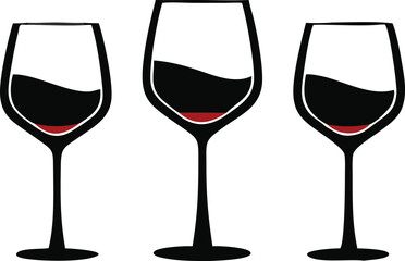 Wine glass set. Vector illustration