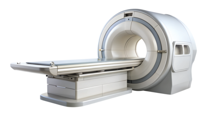 MRI machine, magnetic resonance imaging machine isolated on transparent white background, clipping path