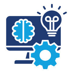Machine Learning Flat Blue Icon