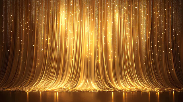Elegant Gold Curtain with Shine and Shadow