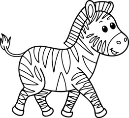 Playful Vector Zebra Illustration: A cute, cartoonish zebra walking, perfect for children's book illustrations and educational materials.