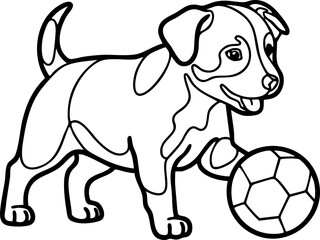 Fototapeta premium Vector Illustration: Playful Puppy with Soccer Ball, Ideal for Children's Art and Coloring Pages