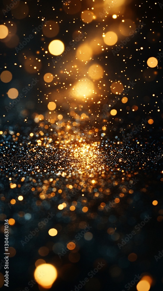 Poster close-up of tiny glitter particles sparkling under a soft glow