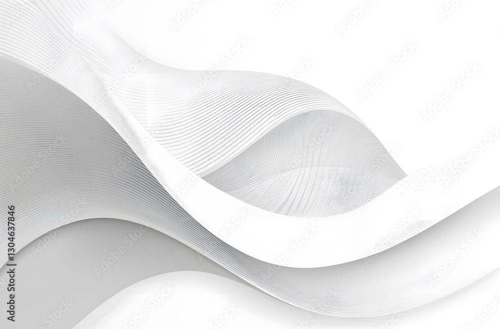 Poster abstract flowing curves in shades of gray and white, creating a sense of elegance and fluidity