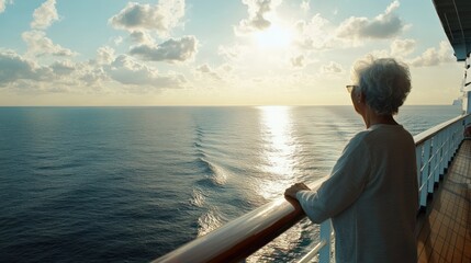 Fototapeta premium Sunset Cruise: A Serene Ocean View
