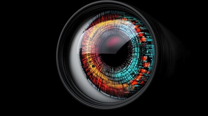 Abstract Eye Design with Vibrant Colors and Digital Elements