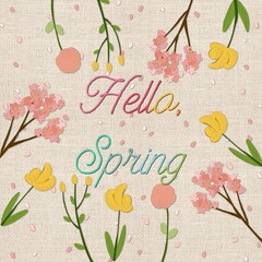 Hello spring linen wallpaper