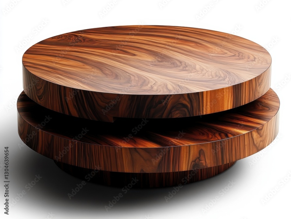 Poster elegant dark wood round coffee table showcasing intricate grain patterns and smooth surfaces for mod